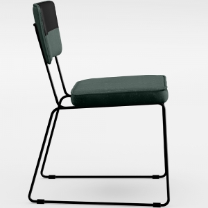 Cadeira Estofada Sala De Jantar Allana L02 Faixa Facto Preto Linho Verde Musgo - Lyam Decor