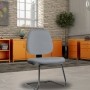 Cadeira Para Escritório Job L02 Fixa Couro Sintético Cinza - Lyam Decor