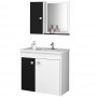 Gabinete Para Banheiro com Cuba e Espelho Munique B02 Branco Preto - Lyam Decor