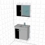 Gabinete Para Banheiro com Cuba e Espelho Munique B02 Branco Preto - Lyam Decor