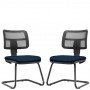 Kit 02 Cadeiras de Escritório Recepção Fixa Zip L02 Crepe Azul Marinho - Lyam Decor