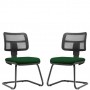 Kit 02 Cadeiras de Escritório Recepção Fixa Zip L02 Crepe Verde Musgo - Lyam Decor