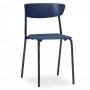 Kit 02 Cadeiras Fixa Base Preta Empilhável Bit F02 Azul Marinho - Lyam Decor