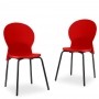 Kit 02 Cadeiras Fixa Base Preta Luna F02 Vermelho - Lyam Decor
