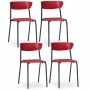 Kit 04 Cadeiras Fixa Base Preta Empilhável Bit F02 Vermelho - Lyam Decor