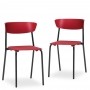 Kit 04 Cadeiras Fixa Base Preta Empilhável Bit F02 Vermelho - Lyam Decor