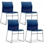Kit 04 Cadeiras Fixa Base Preta Empilhável Connect F02 Azul Marinho - Lyam Decor