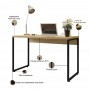 Mesa Para Escritório e Home Office Industrial Soft F01 Nature Fosco - Lyam Decor