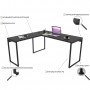 Mesa Para Escritório Home Office Estilo Industrial em L Form C01 150x150cm Preto Onix - Lyam Decor