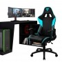 Mesa Para PC Gamer Dark BMG-03 com Cadeira Gamer EC3 ThunderX3 Preto Ciano - Lyam Decor