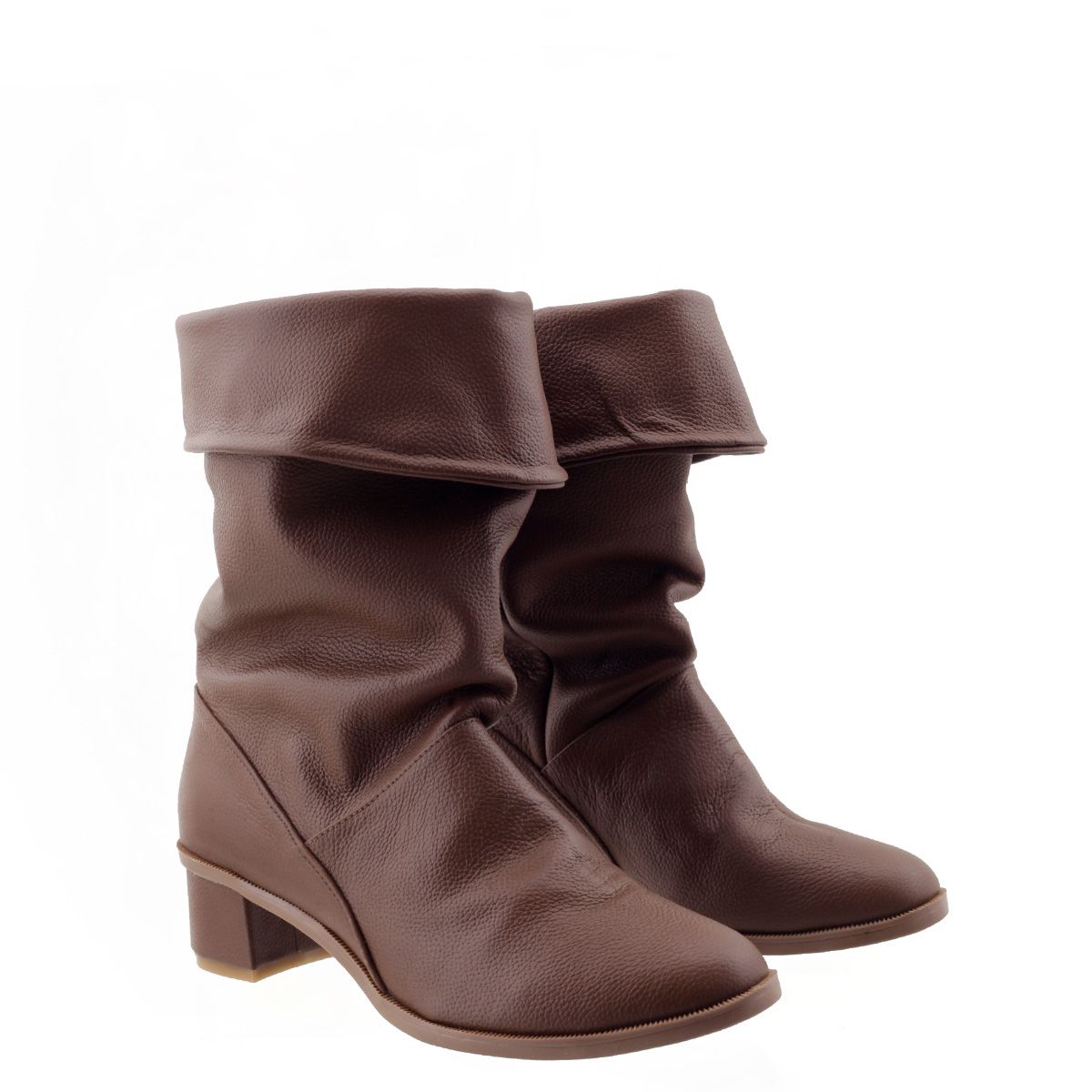 Slouch Boots Couro Legítimo Marrom