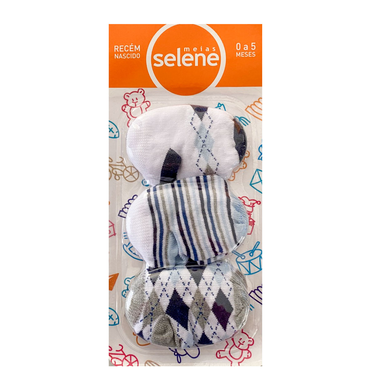 Kit C/3 pares de meias recém nascido de menino Selene.