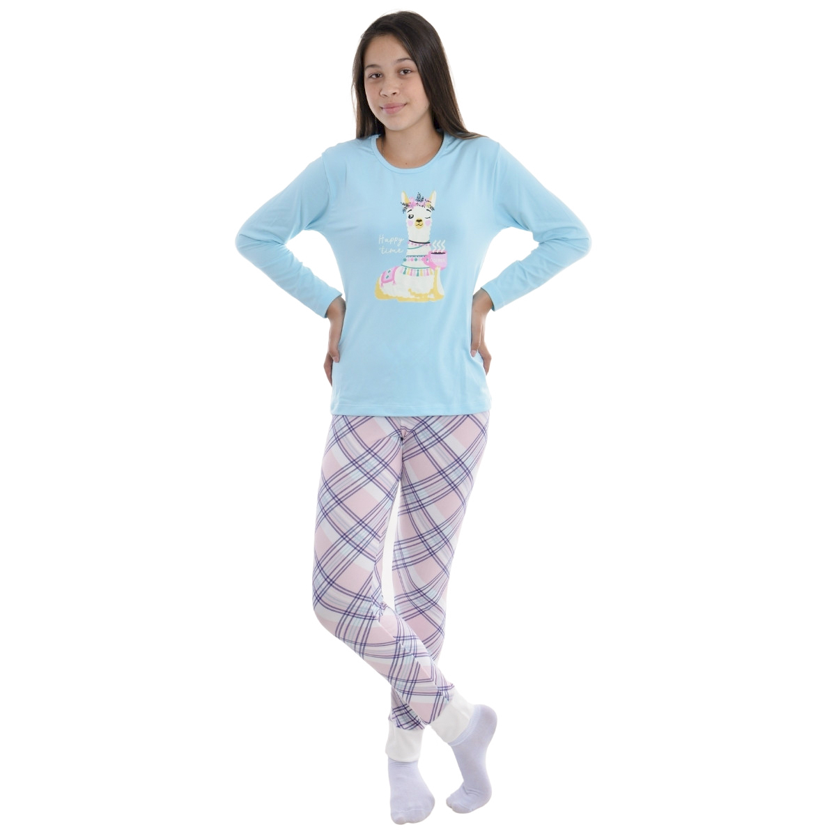 Pijama de Inverno Juvenil Feminino Suede Victory