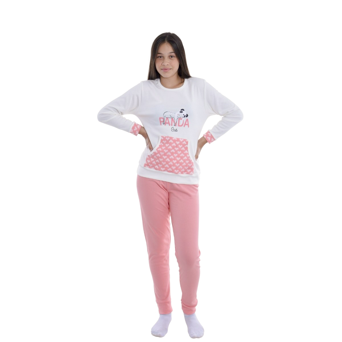 Pijama de Inverno Kanguru Juvenil Feminino Canelado Victory