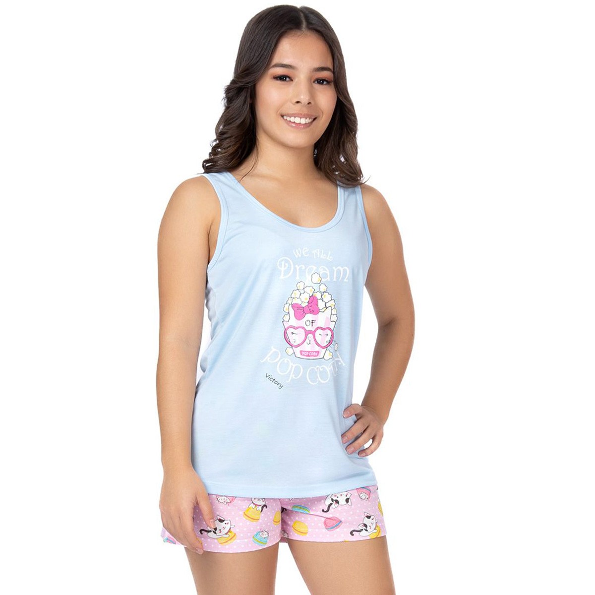 Pijama juvenil para menina de verão short doll Victory