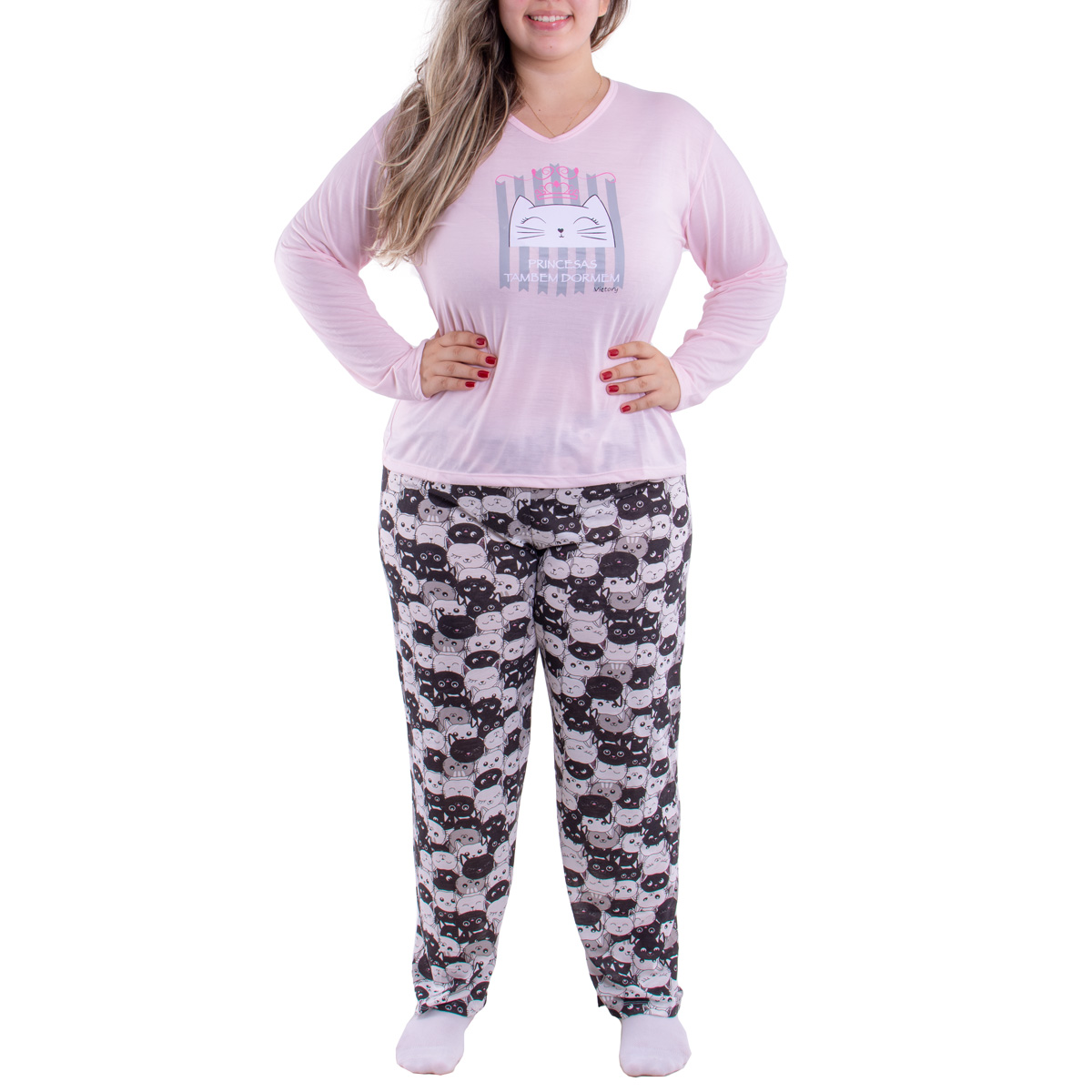Pijama PLUS SIZE feminino de inverno PV especial Victory