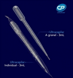 Pipeta Pasteur de 3 ml Graduada Ultra Capilar Estéril 500 und./pct. Cralplast