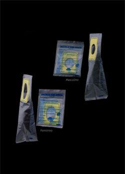 Coletor de urina infantil feminino, volume 100ml, embalagem com 100 unidades. cralplast