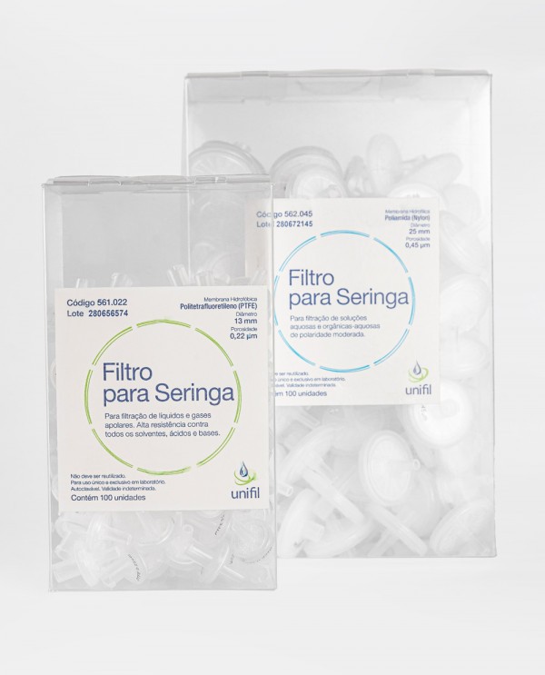 Filtro para Seringa PTFE 13mm 0,45um 100 und./pct. Unifil