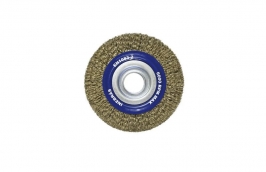 Escova Circular em Aço Latonado Ondulada de 50 x 8 mm com Fio de 0,3 mm e Haste de 6 mm - INEBRAS