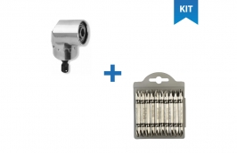 Kit Ponteiras Duplas Bits com 10 Peças de Encaixe 1/4'' x 65 mm + Adaptador para Bits 105° 1/4'' para Parafusadeiras