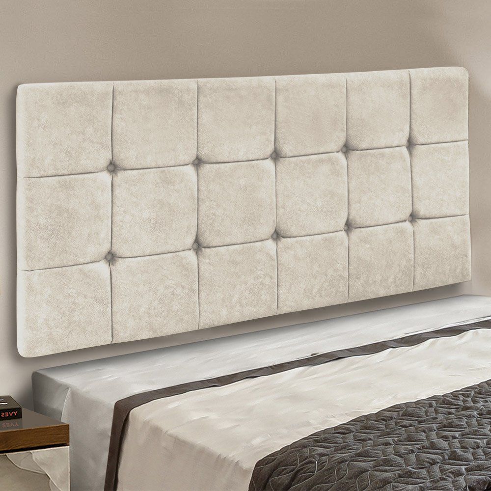 Cabeceira Painel Sleep para Cama Box Casal 1,60 m Suede Bege - D'Rossi