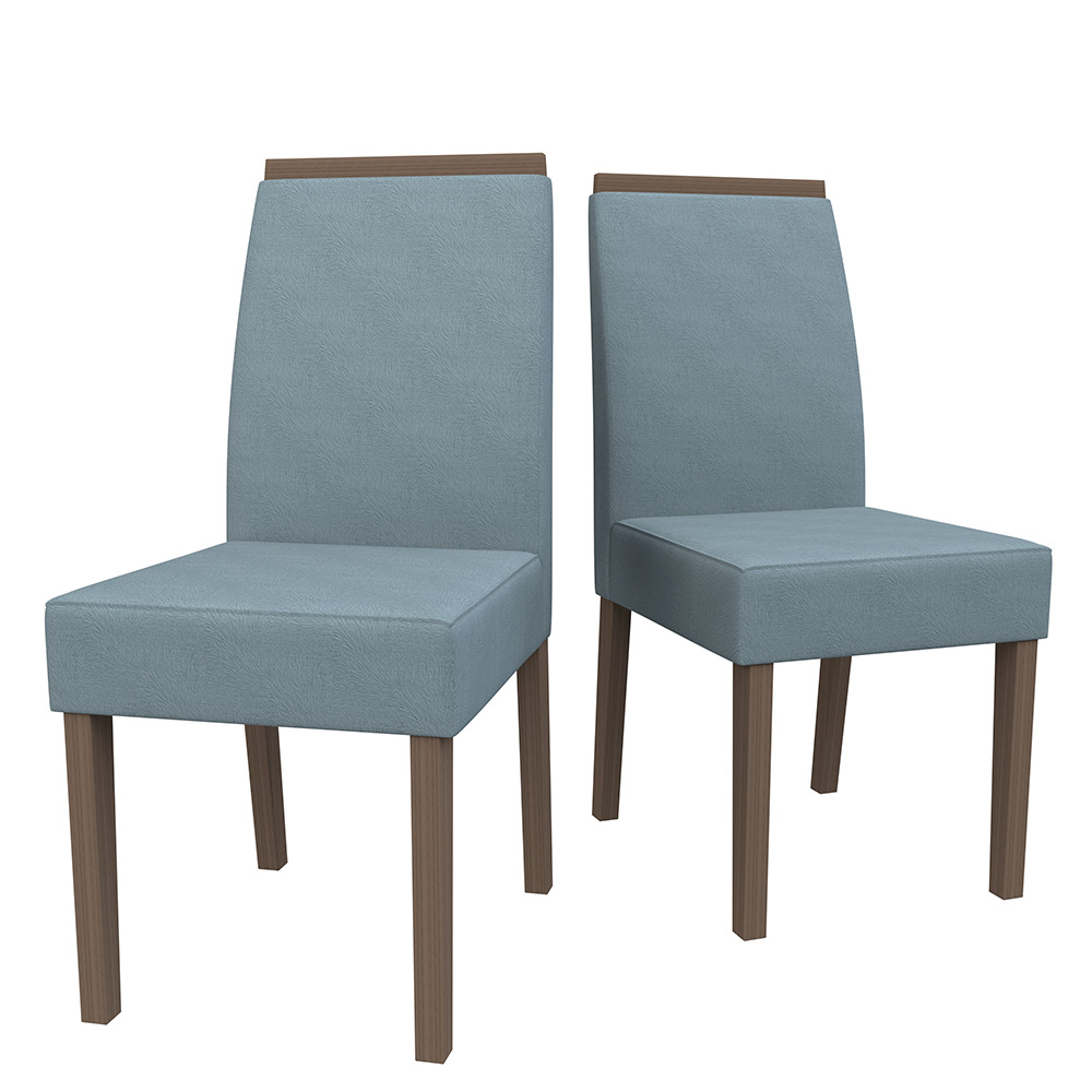 Kit 02 Cadeiras de Jantar Mayte Animalle Azul WD26 Pés Imbuia - D'Rossi