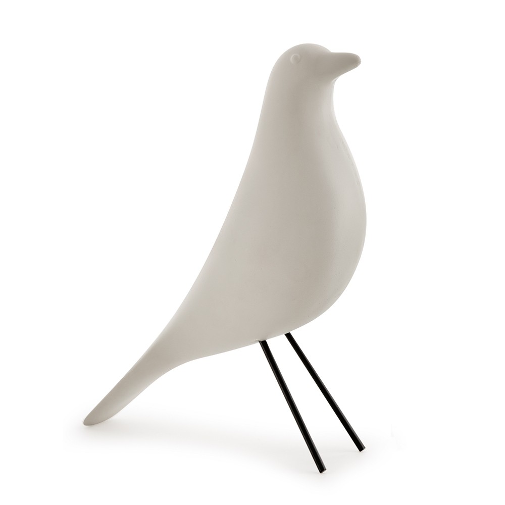 Escultura Pássaro Decorativo Branco em Cimento 27,5x8,5 cm - D'Rossi
