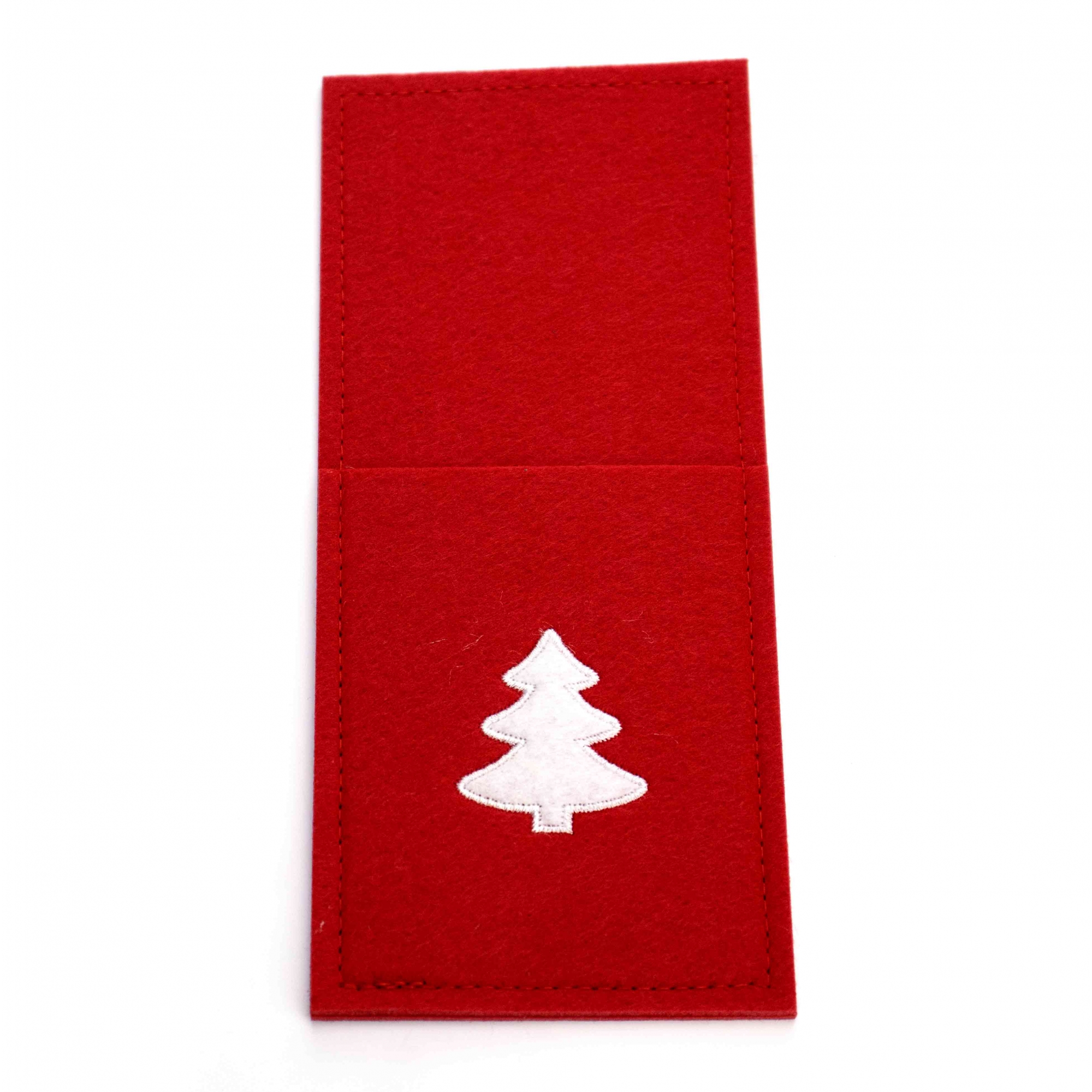 Porta talher de Natal Árvore Vermelho e Branco 23x10cm -D'Rossi