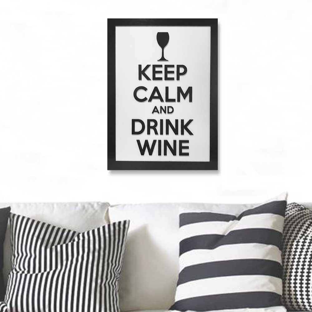 Quadro Decorativo ''Drink Wine'' 40x30 com Base - D'Rossi