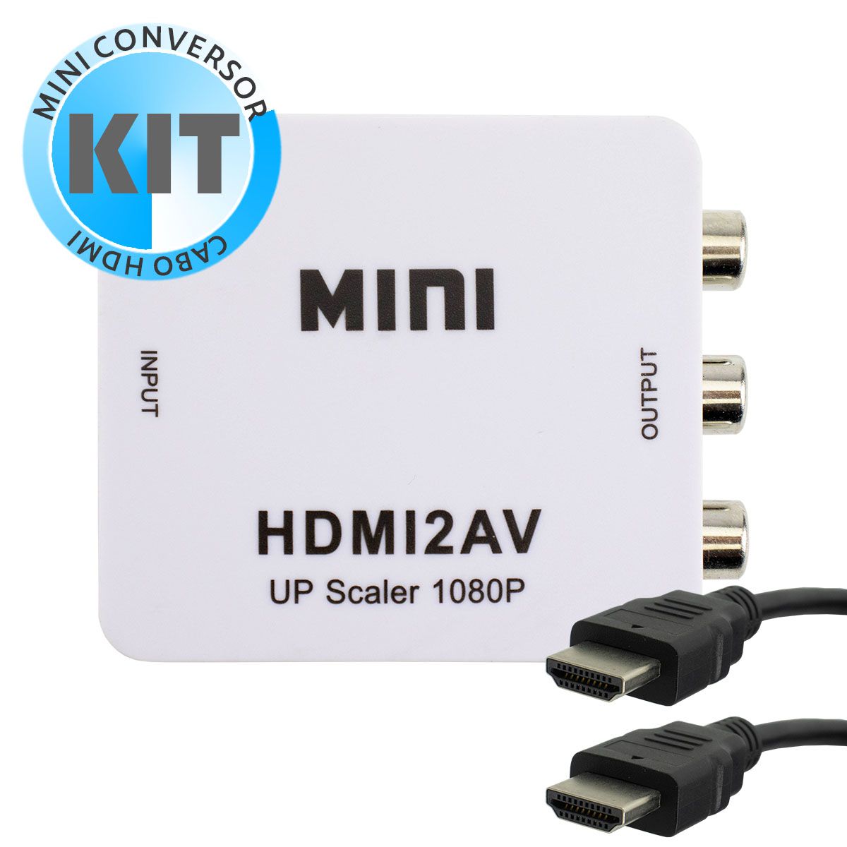 KIT Conversor Hdmi para AV Rca HDMI2AV + Cabo HDMI