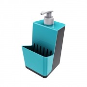 Dispenser P/ Detergente e Porta Esponja Azul Turquesa/Chumbo