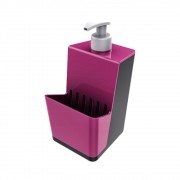 Dispenser Organizador Pia Para Detergente e Porta Esponja - Rosa/Chumbo
