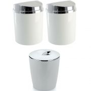 Kit 3 Lixeiras Brancas 5 Litros Cozinha Banheiro