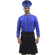 Kit Dólmã e Chapéu Azul Elegance Avental de Chef Cozinheiro
