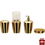 Kit Organizador P/ Banheiro Spa Golden 4 Peças Aço Inox - Dourado