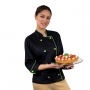Dólmã Feminina Para Chef de Cozinha Angel Preto Com Verde - Wp Connect
