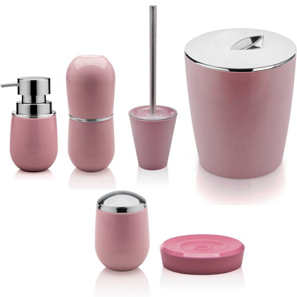 Kit De Acessórios Para Banheiro 6 Peças Luxo - Rosa