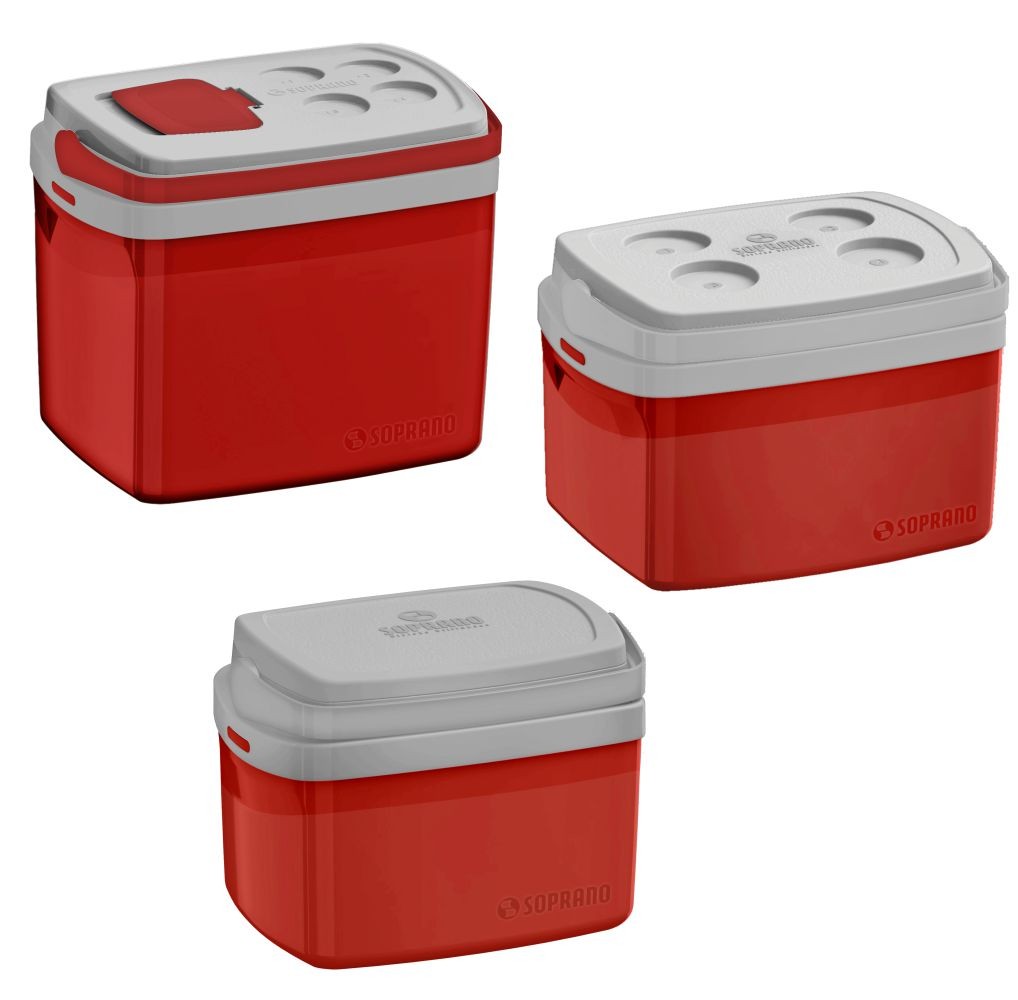 Combo Kit 3 Caixas Térmicas de 32,12 e 5 Litros - Vermelho