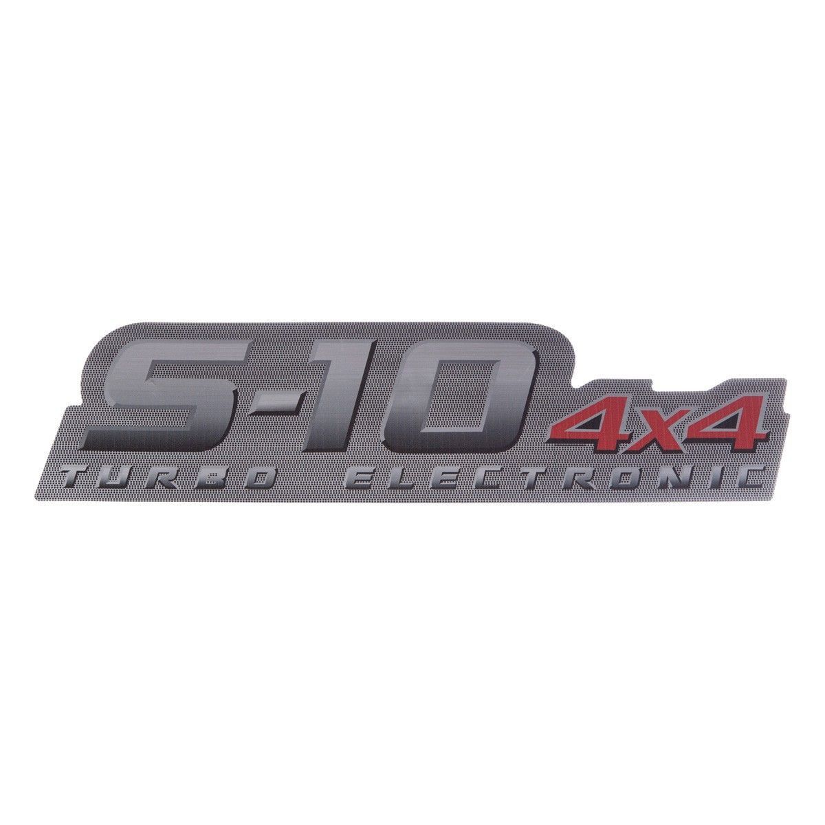 Emblema *S100 4x4 turbo eletronic* lateral cacamba - S10 2.8 2009 a 2011