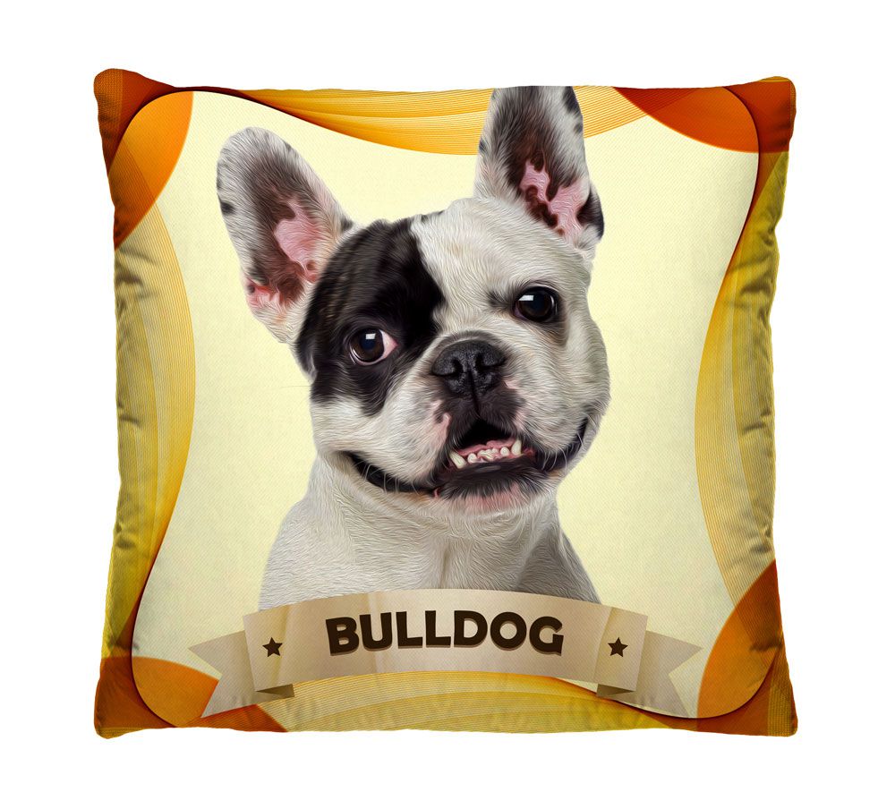 Almofada com Zíper Decorativa Bulldog Francês