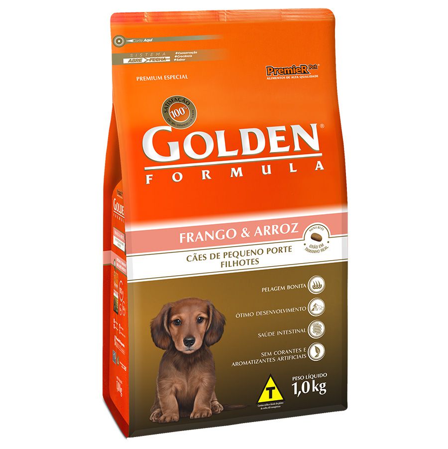 Ração Golden Fórmula Mini Bits para Cães de Pequeno Porte Filhotes - Sabor Frango e Arroz