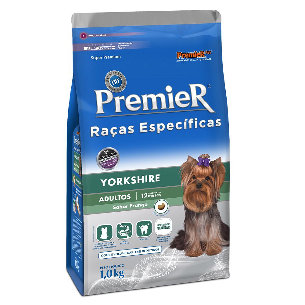Ração Premier Raças Específicas Yorkshire para Cães Adultos Sabor Frango - 1Kg