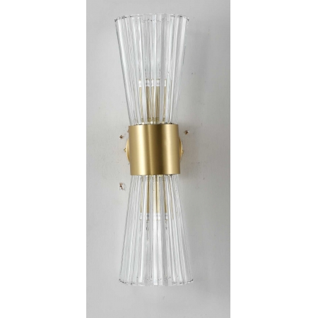 Arandela Dourada com Vidro Transparente 2E14 40cm