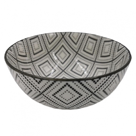 Bowl Decorativo de Cerâmica Preto e Branco 11,5x5,8cm