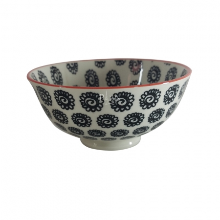 Bowl Decorativo de Porcelana Branco e Preto 12cm HP0008 BTC