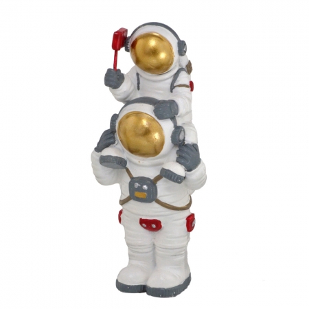 Escultura Decorativa Astronautas de Resina 12cm