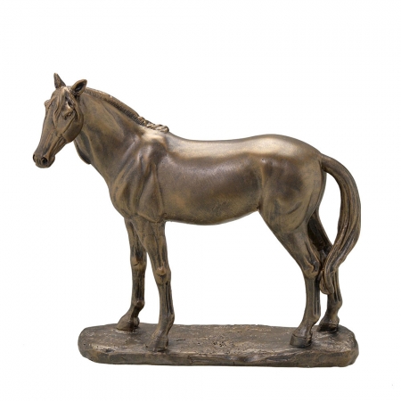 Escultura Decorativa Cavalo em Resina Bronze 24cm