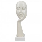 Escultura Decorativa de Cerâmica Branca Rosto 43cm BTC