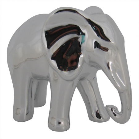 Escultura Decorativa Elefante de Cerâmica Prata 15,7cm VJ0001 BTC